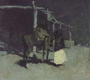 Frederic Remington Waiting in the Moonlight (mk43) oil painting on canvas